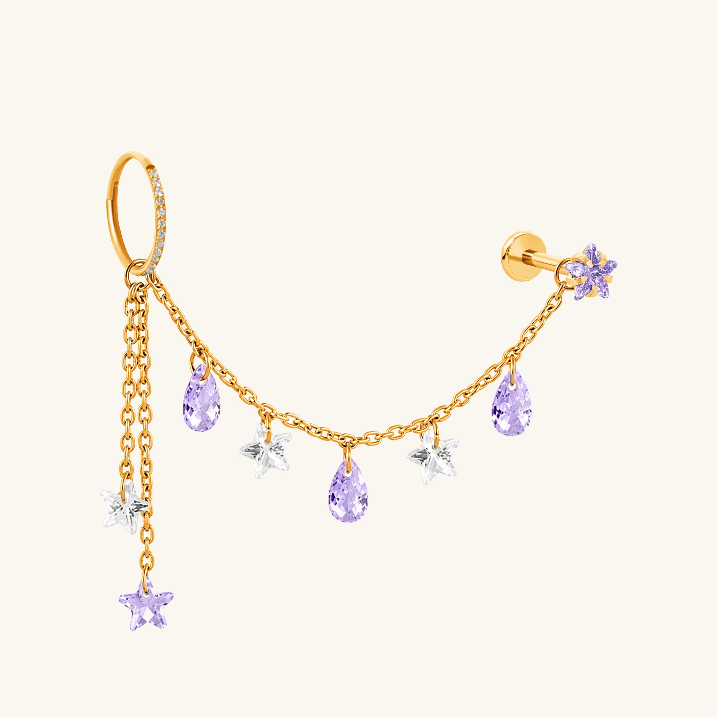 Titanium Alina Star Chain Drop