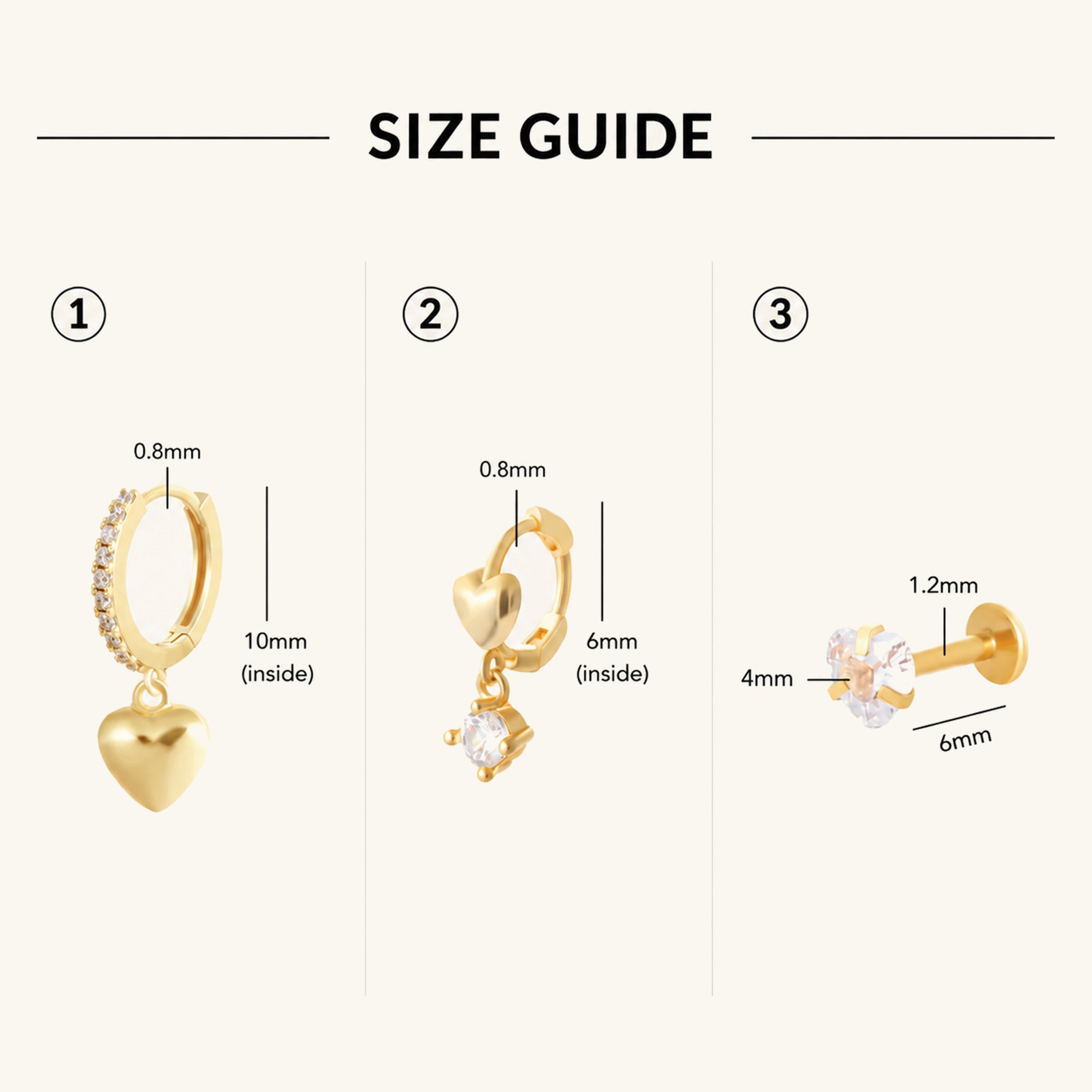 Heart Hoop & Stud Earrings Set