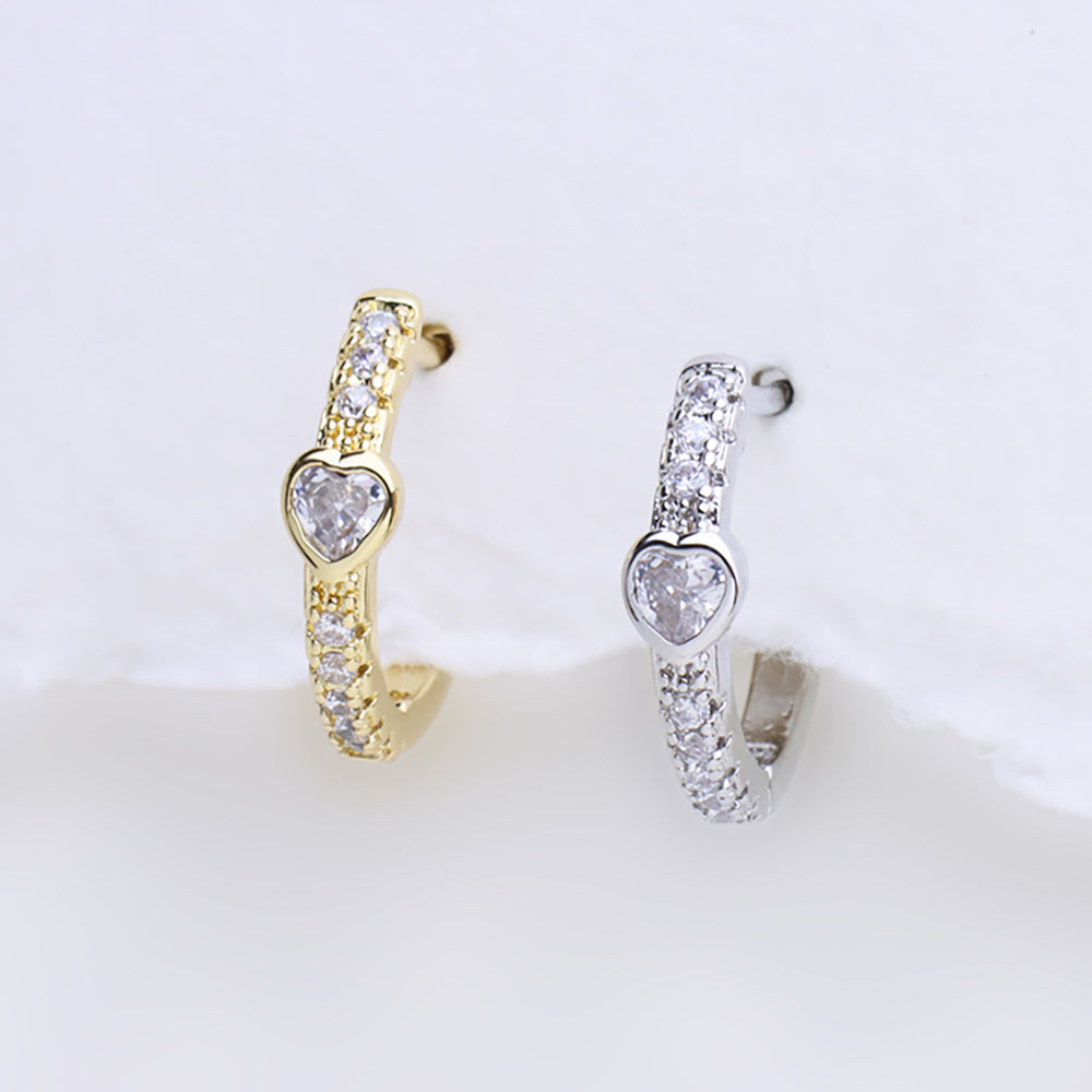 Charm Heart Hoop - Brass - Oumo Jewelry