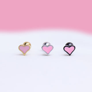 Black&Pink Heart Stud - OhmoJewelry