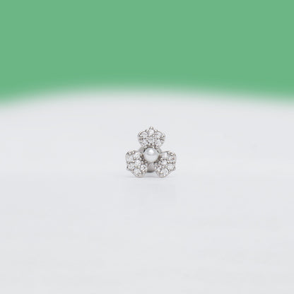 Clover Pearl Stud - OhmoJewelry