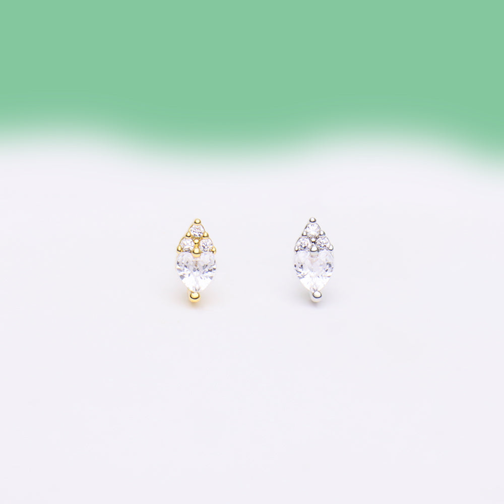 Leaf Love Stud - Stainless Steel - Upper Lobe, Helix - Oumo Jewelry