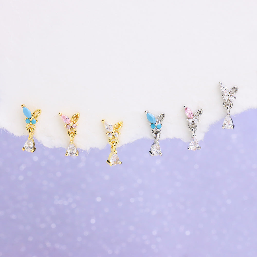 Butterfly Drop Earring - Stainless Steel - Upper Lobe, Flat - Oumo Jewelry