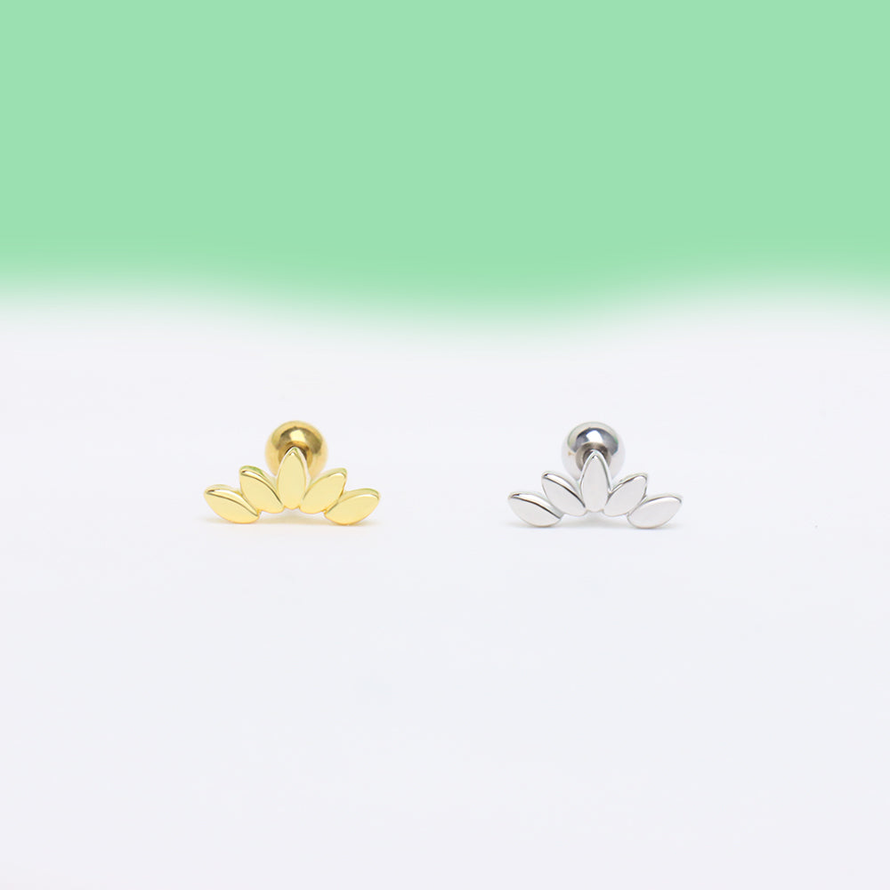 Leaf Stud - Stainless Steel - Upper Lobe, Helix, Flat - Oumo Jewelry