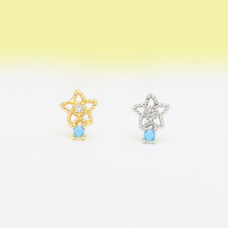 E23m12009 Delicate Turquoise Flower Stud - OhmoJewelry