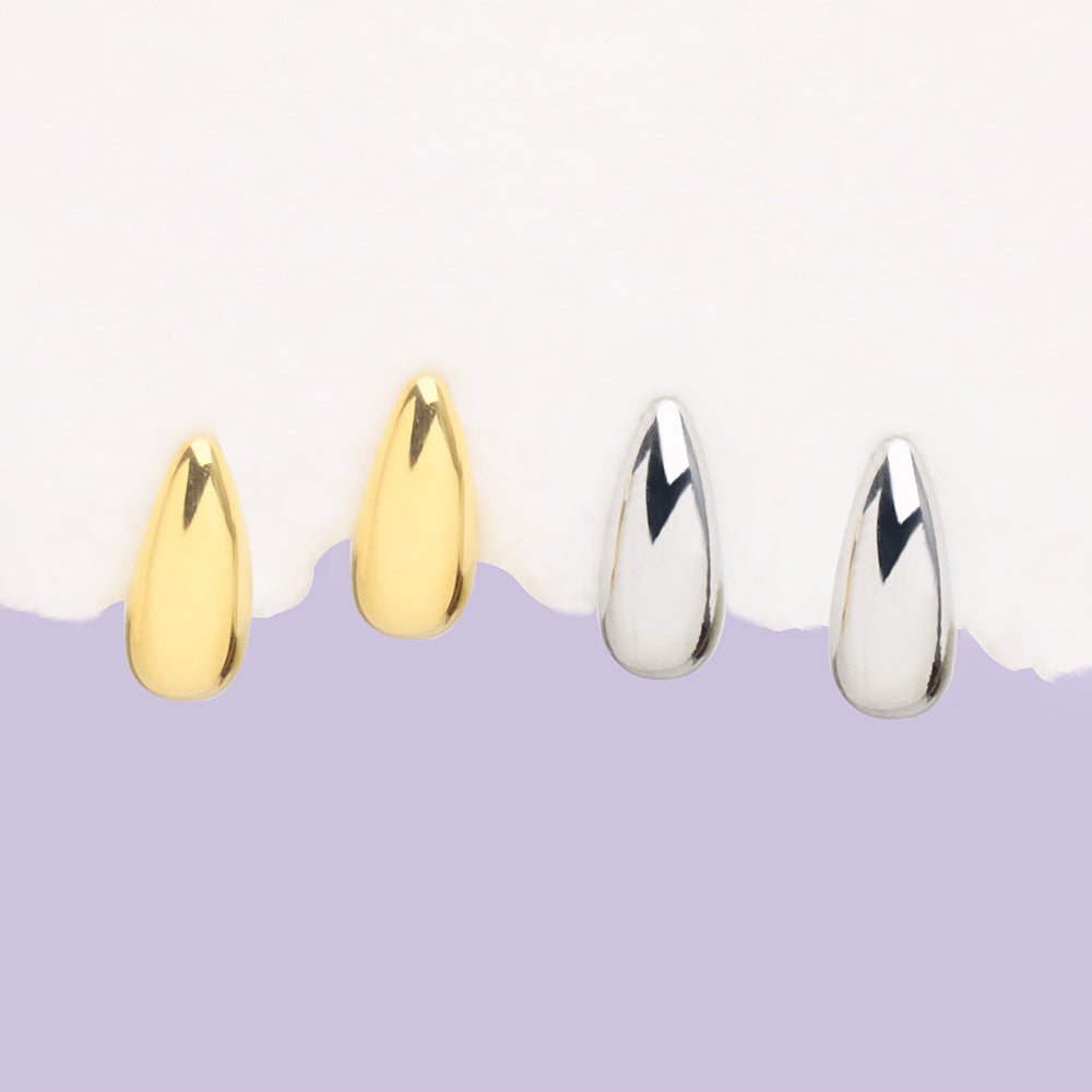 Water Drop Hook Studs - Stainless Steel - Oumo Jewelry