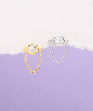 Sparkling Gemstone Chain Flatback Stud - OumoJewelry