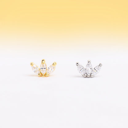 E2312056 Simple Crown Stud - OhmoJewelry