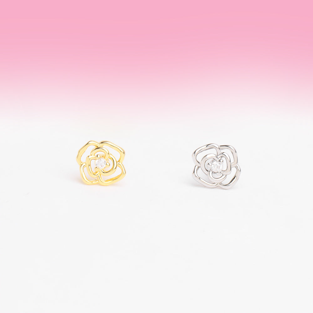 Hollow Rose Flower Stud - OhmoJewelry