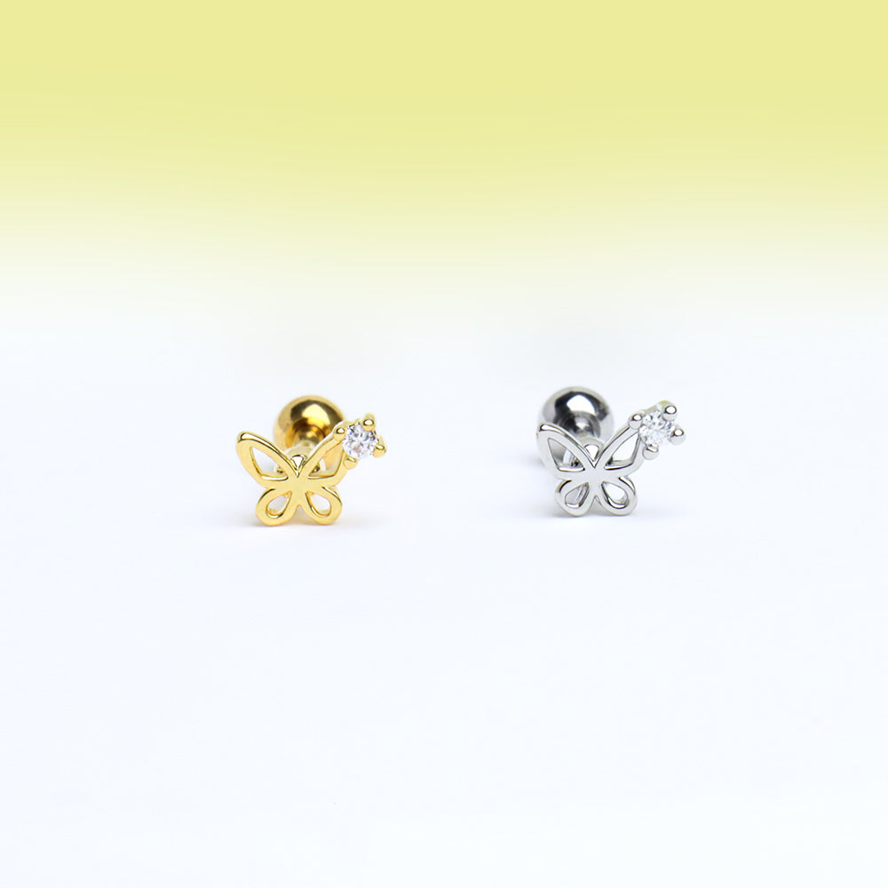 E2401004 Hollow Playful Butterfly Stud - OhmoJewelry