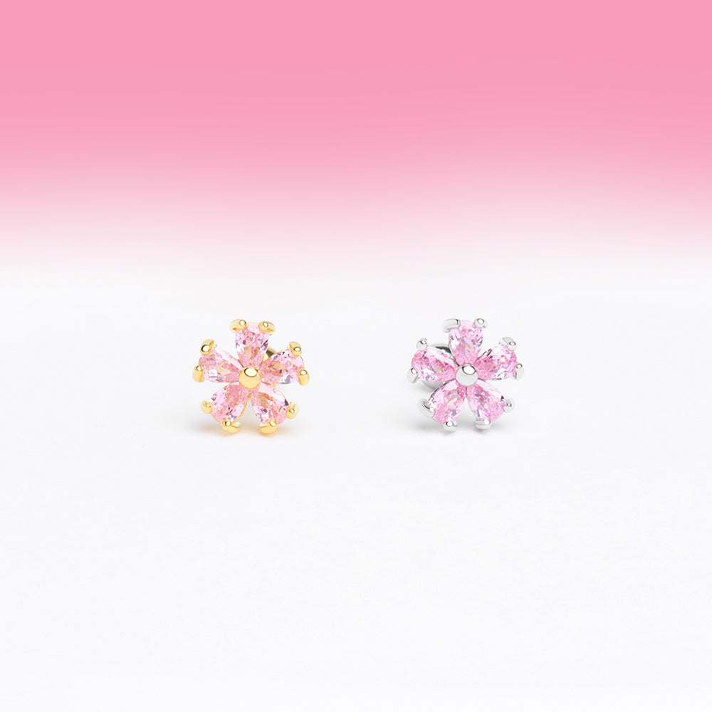 E2401006 Exquisite Pink Flower Stud - OhmoJewelry