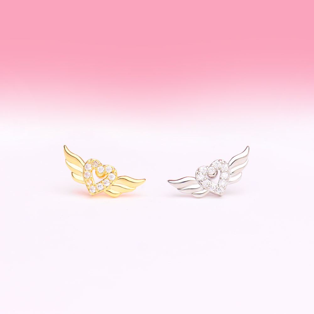 Heart Wing Stud - OhmoJewelry