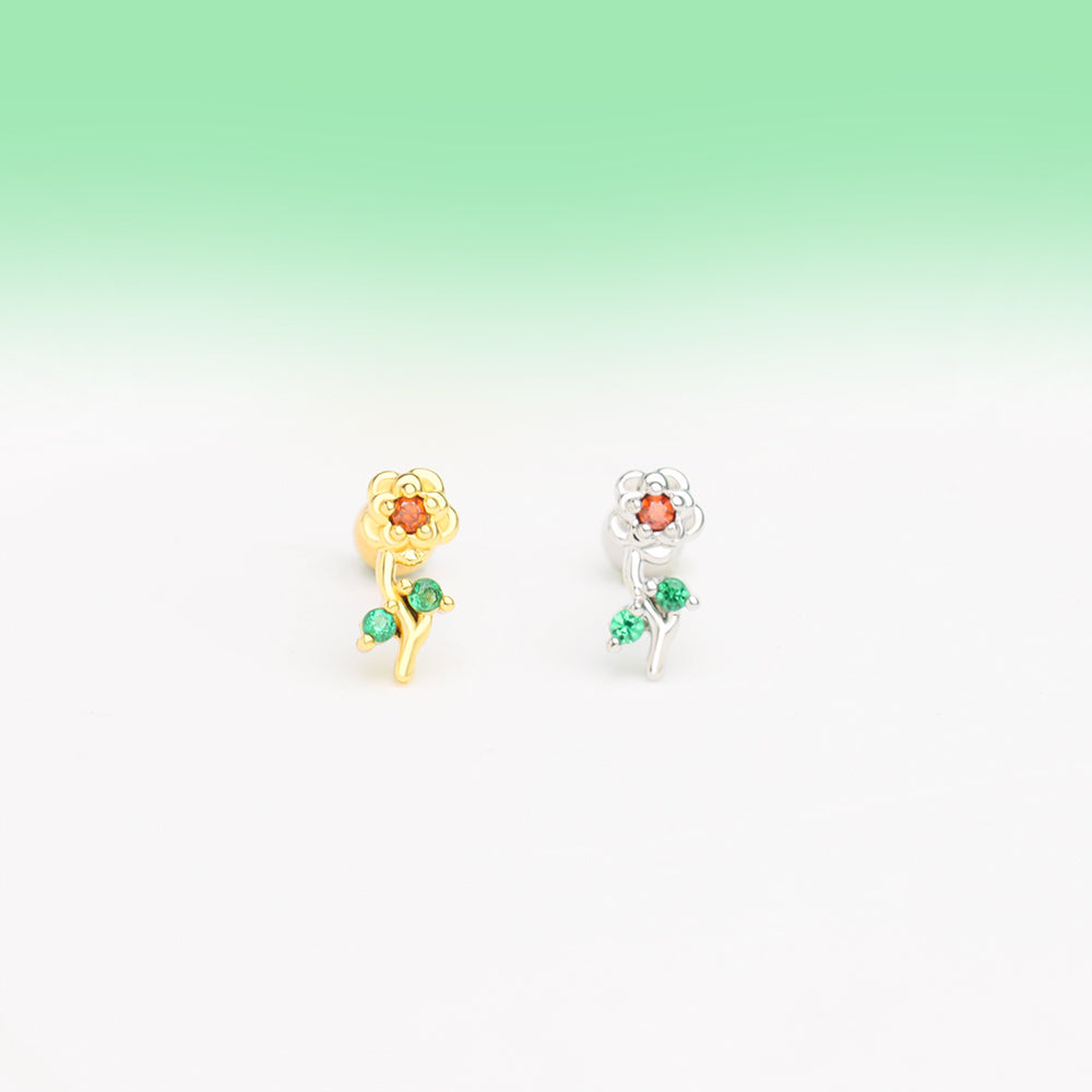 A Camellia Stud - Stainless Steel - Upper Lobe, Helix - Oumo Jewelry