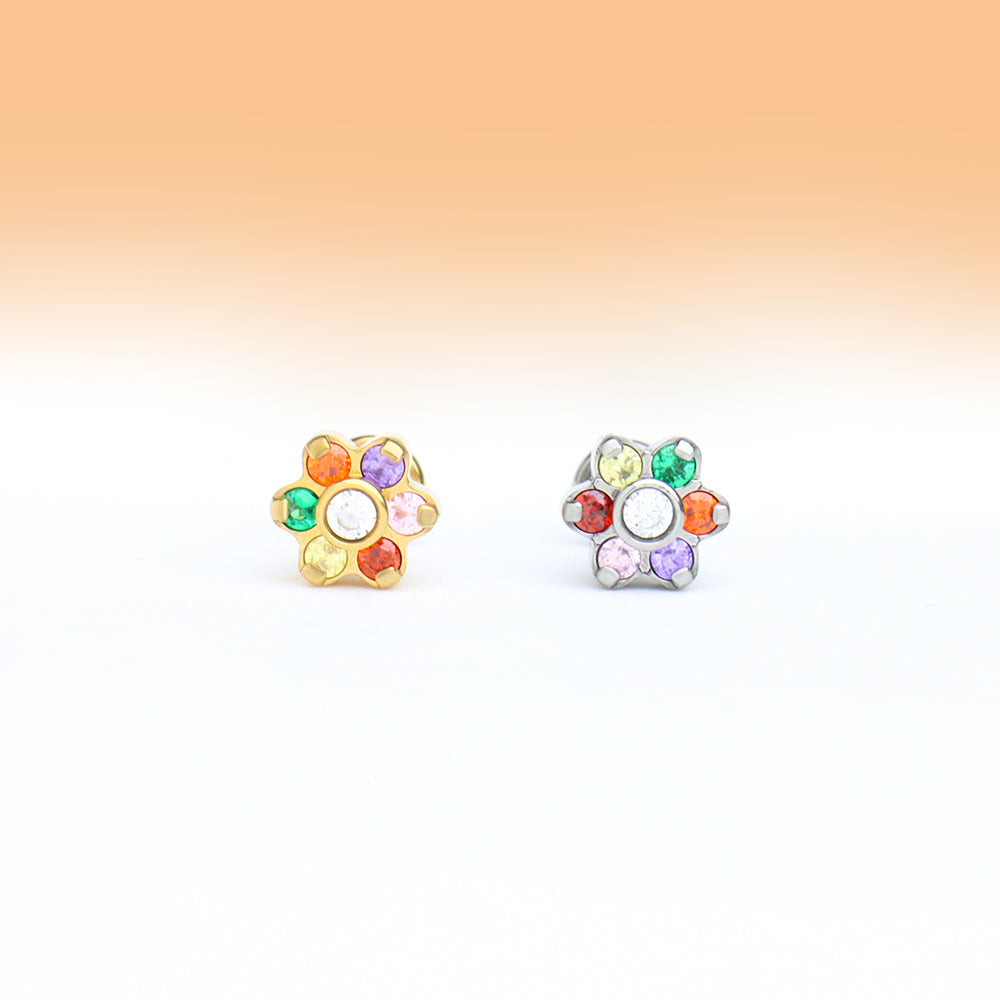 Rainbow Gem Flower Stud - OhmoJewelry