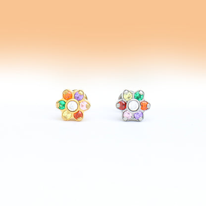 Rainbow Gem Flower Stud - OhmoJewelry