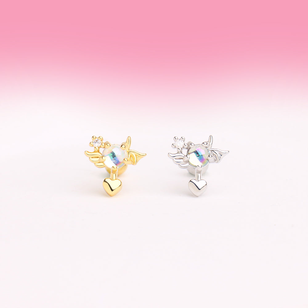 Angel Heart stud - Stainless Steel - Upper Lobe, Helix - Oumo Jewelry