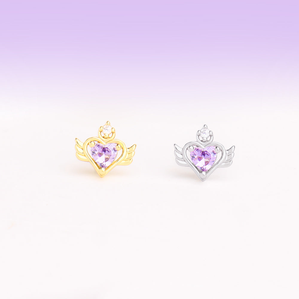 Flying Heart Stud - Stainless Steel - Upper Lobe, Helix - Oumo Jewelry