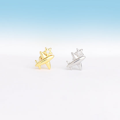 Airplane &amp; Star Stud - OhmoJewelry