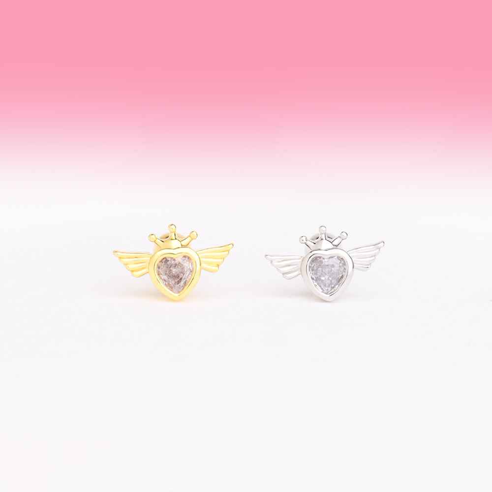 Love Flying Stud - Stainless Steel - Upper Lobe, Helix - Oumo Jewelry