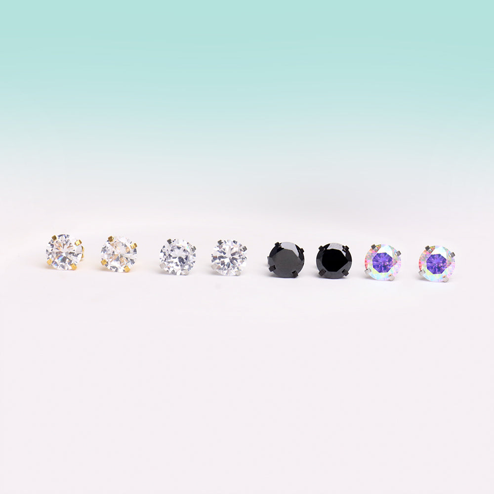 Basic Gem Studs - Stainless Steel - Oumo Jewelry