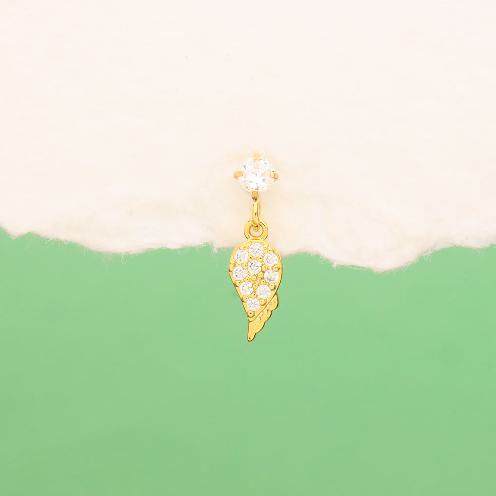 Feather Drop - Stainless Steel - Flat, Upper Lobe - Oumo Jewelry