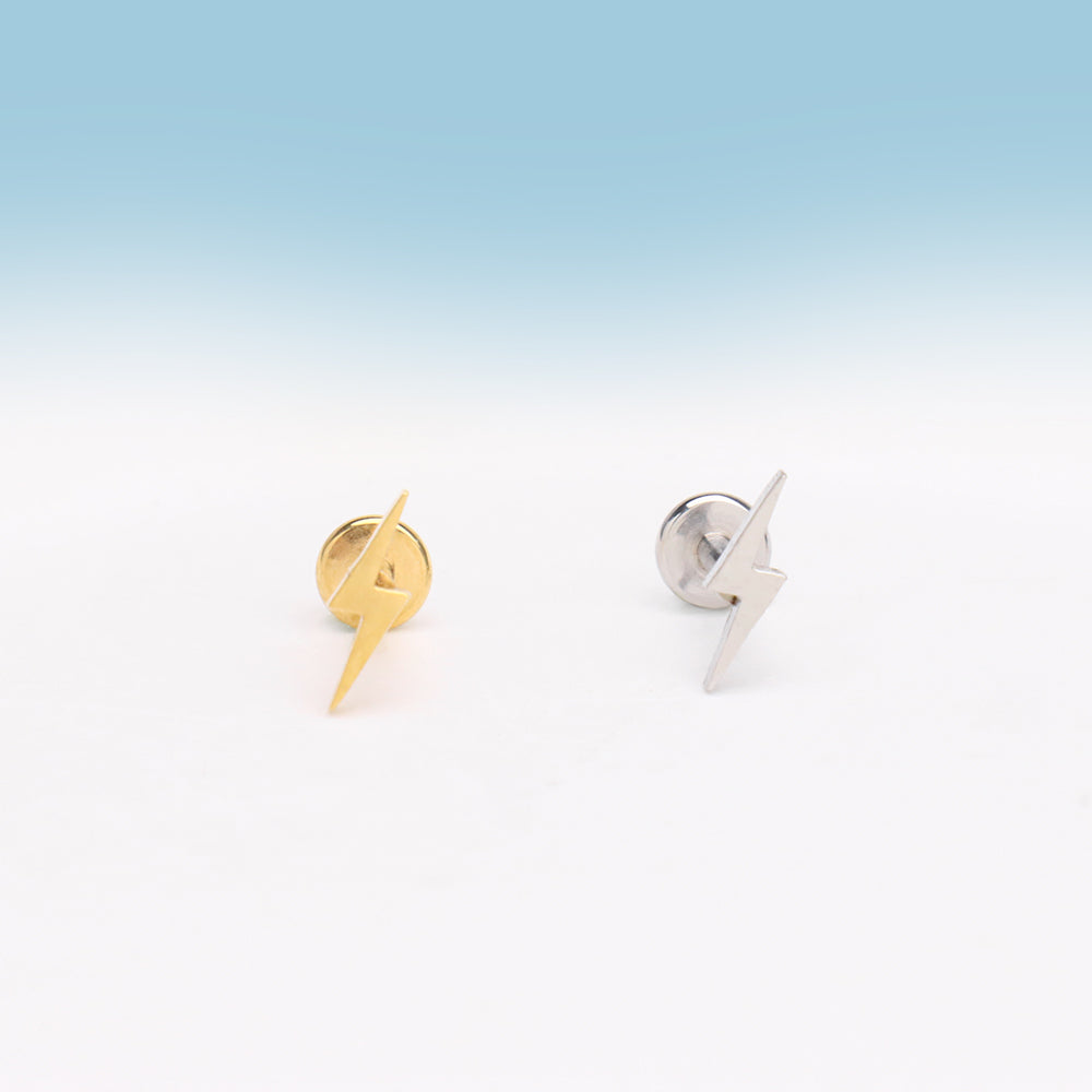 Cool Lightning Flatback Stud - Stainless Steel - Helix, Upper Lobe, Conch - Oumo Jewelry