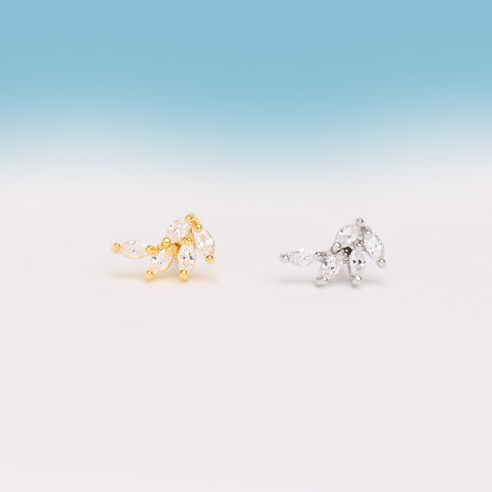 Marquise Wing Stud - Stainless Steel - Upper Lobe, Helix, Flat - Oumo Jewelry