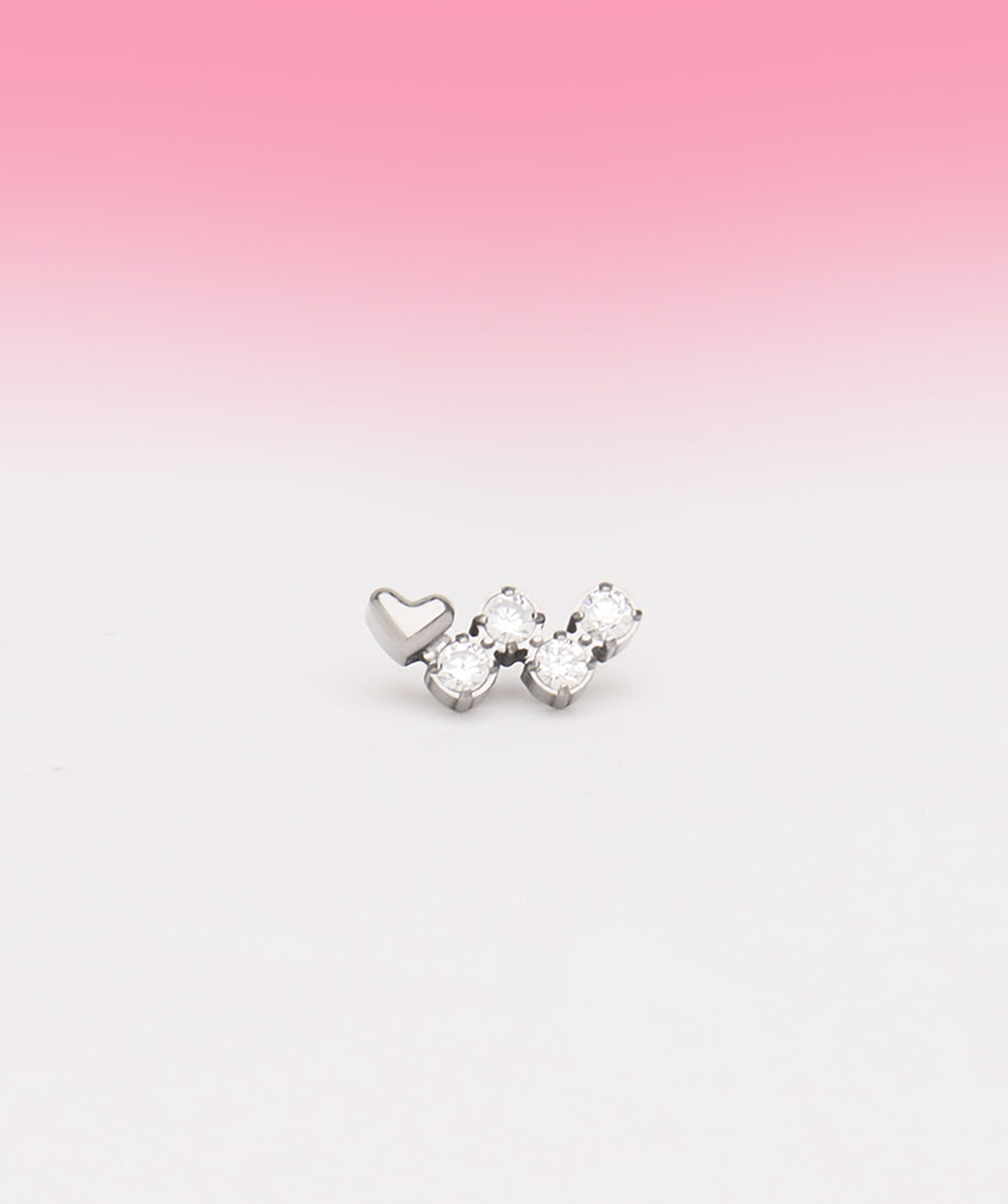 Titanium Love W Flatback Stud - Titanium - Helix, Upper Lobe, Conch - Oumo Jewelry