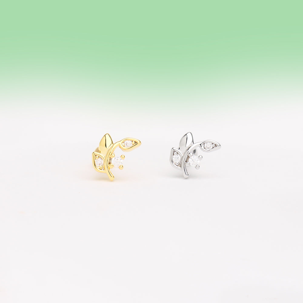 Small Leaf Stud - OhmoJewelry