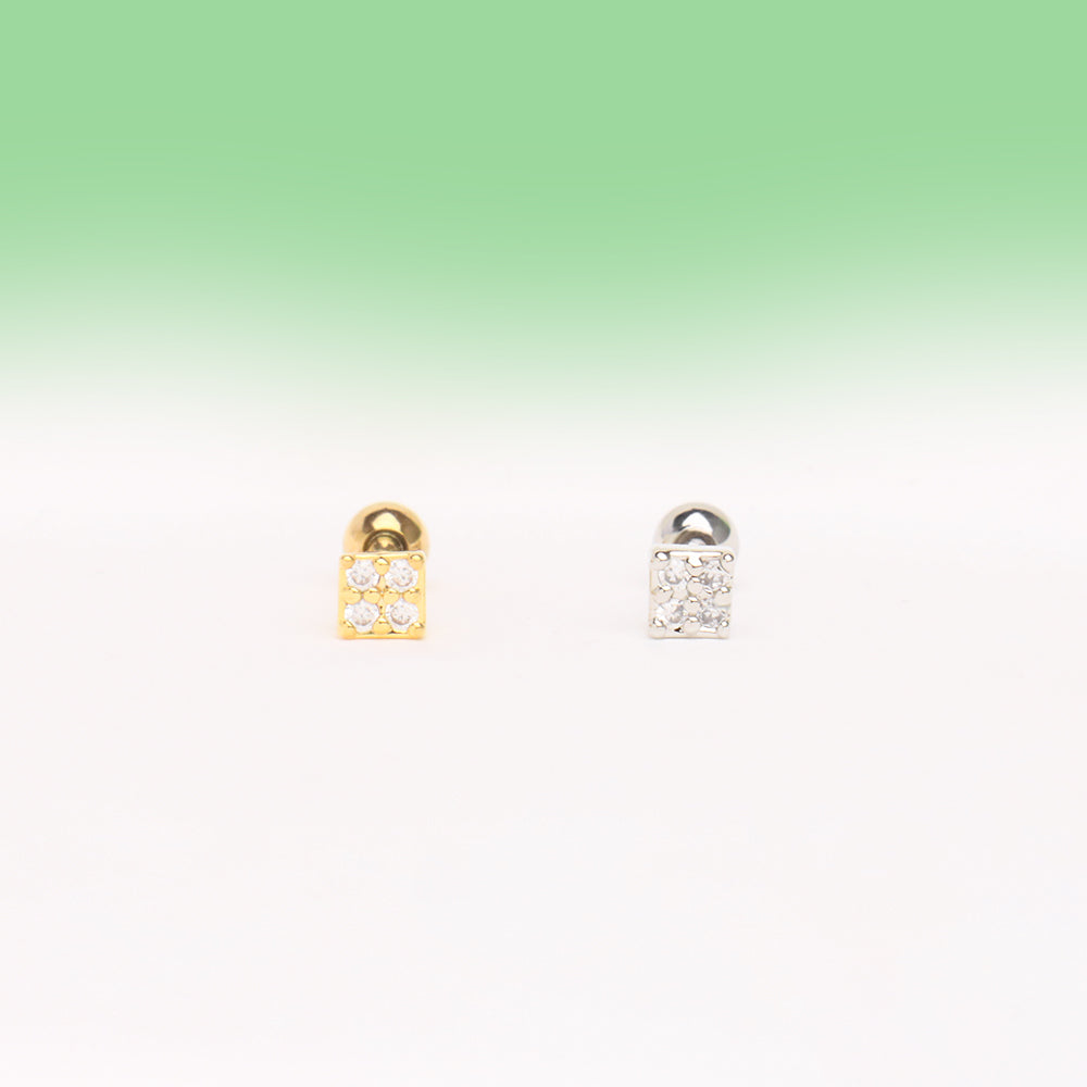 Square Stud - Stainless Steel - Upper Lobe, Helix, Flat - Oumo Jewelry