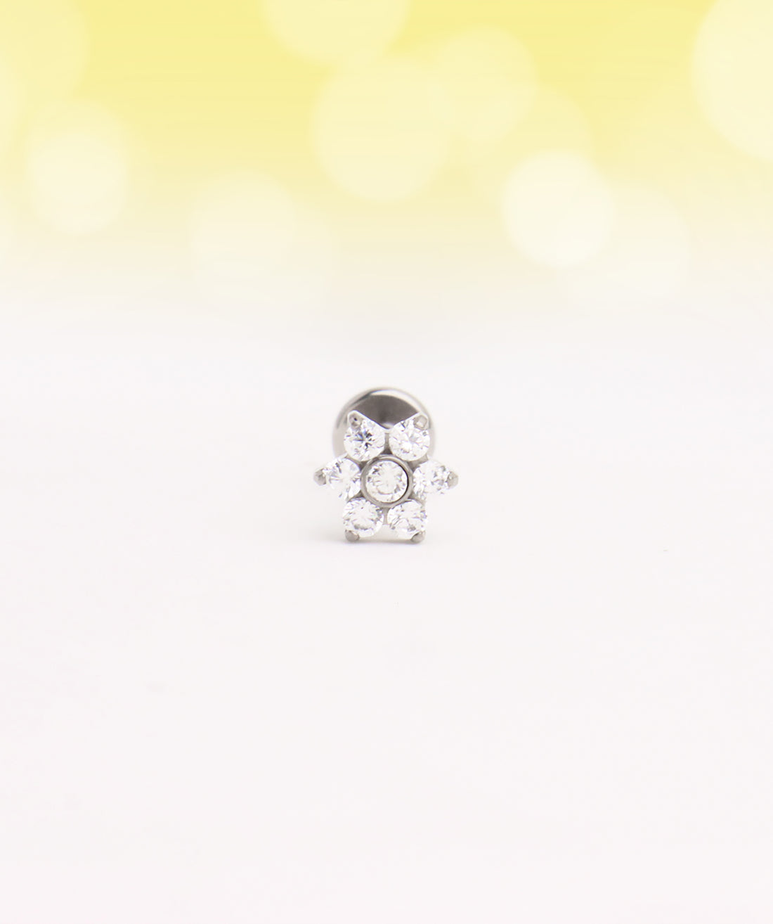 Titanium Flower Flatback Stud