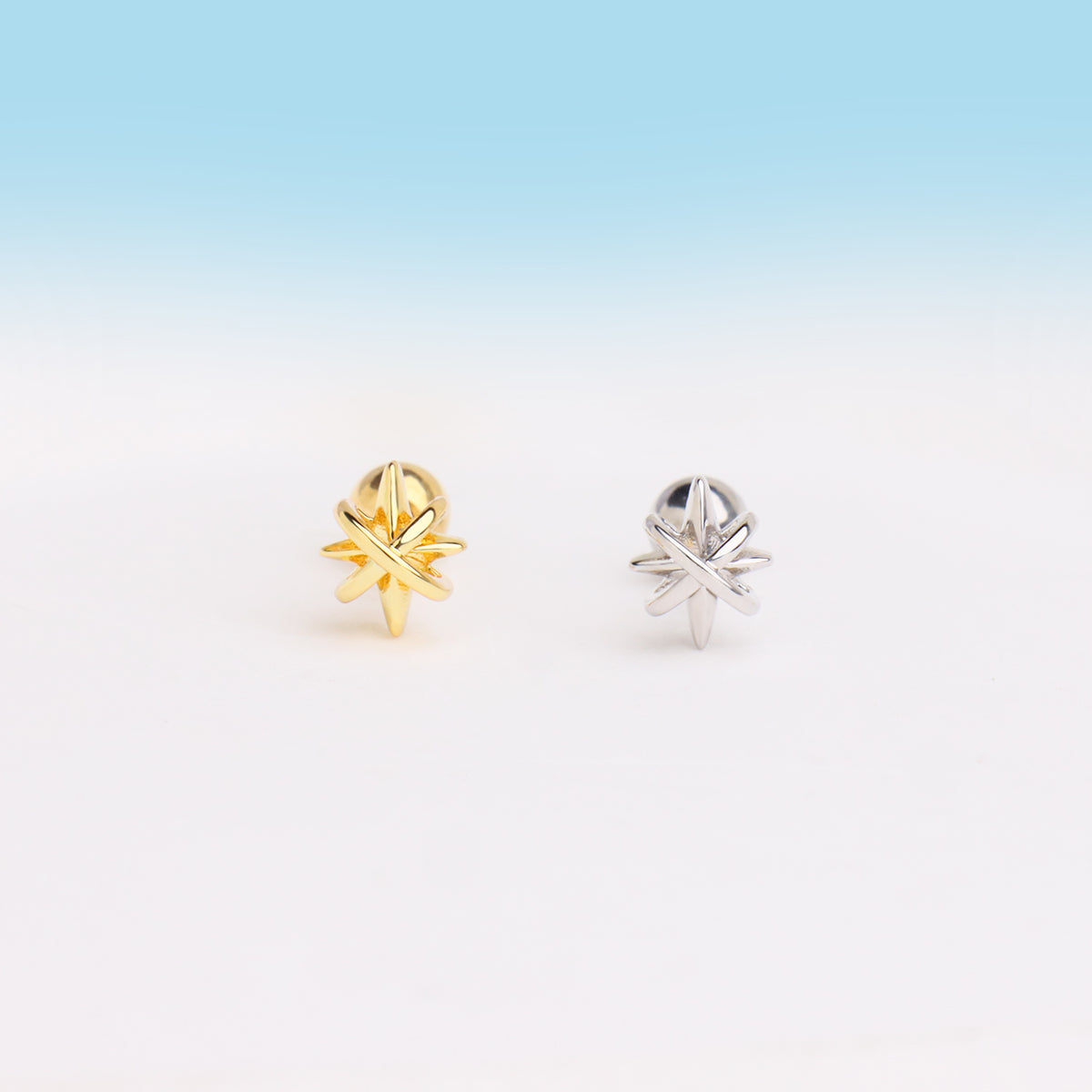 Wrap Around Star Stud - Stainless Steel - Upper Lobe, Helix, Flat - Oumo Jewelry