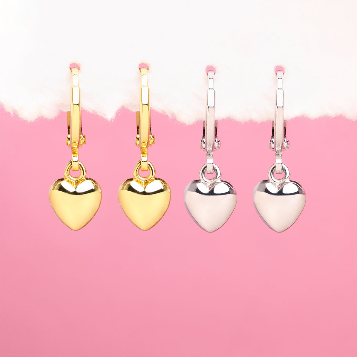 Puffed Love Drop Earrings - Brass - Oumo Jewelry