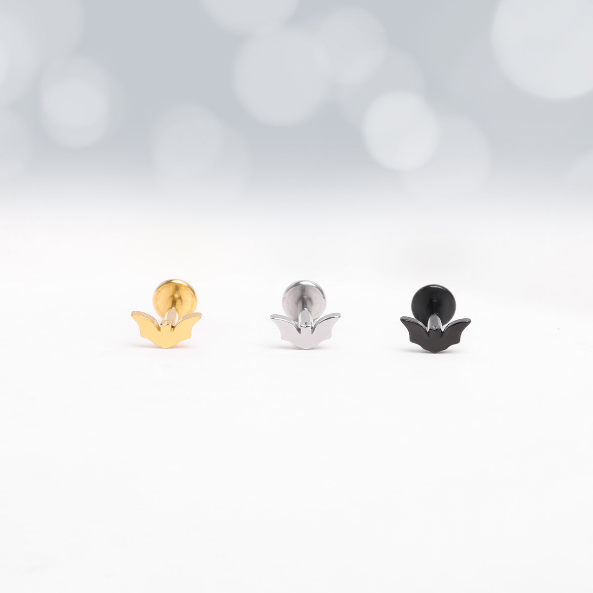 Minimalist Bat Flatback Stud - Stainless Steel - Forward Helix, Helix, Upper Lobe - Oumo Jewelry
