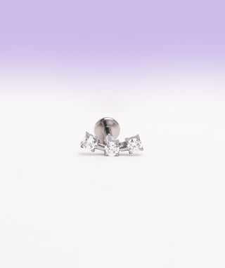 Titanium Curved Gemstone Flatback Stud - OumoJewelry