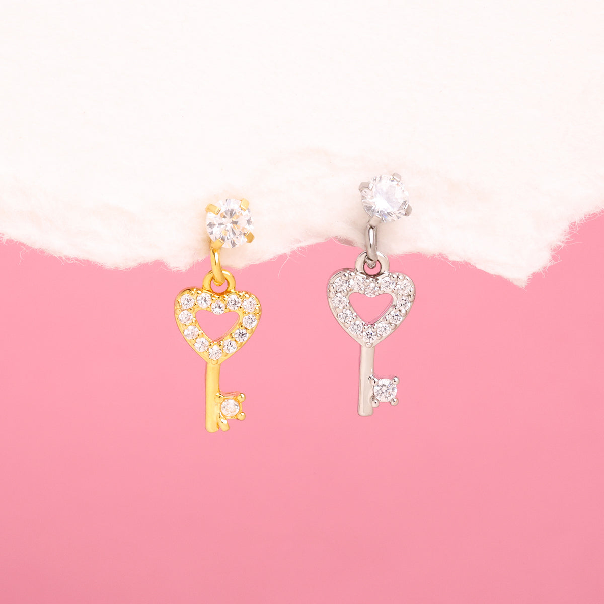 Love Key Stud - Stainless Steel - Upper Lobe, Helix, Flat - Oumo Jewelry
