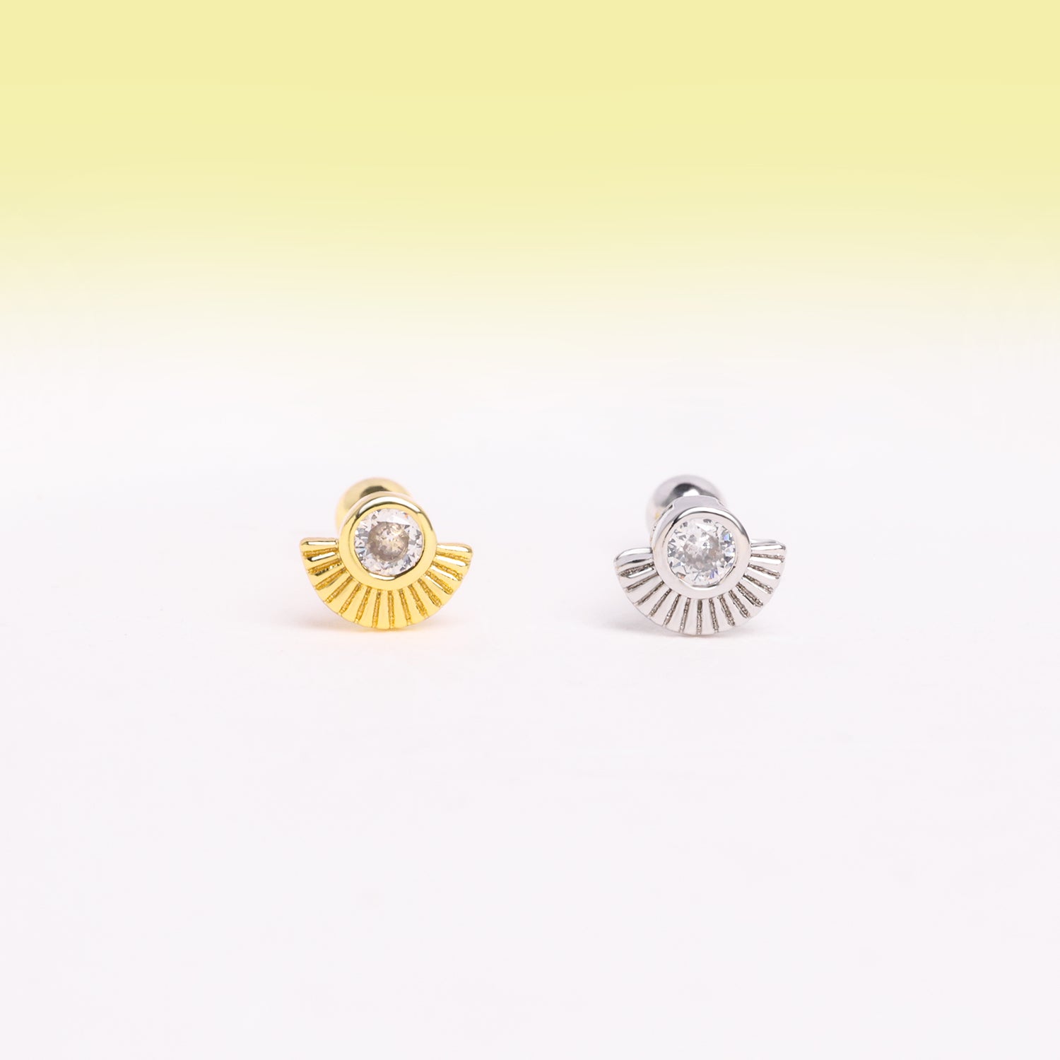 Fan Shaped Gemstone Stud - OhmoJewelry