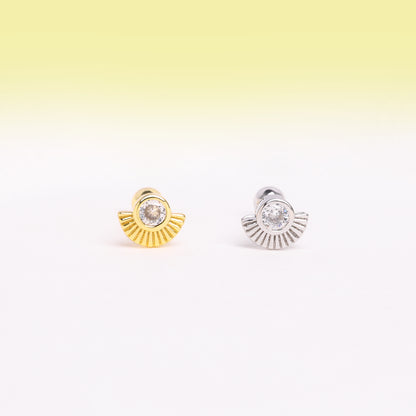 Fan Shaped Gemstone Stud - OhmoJewelry