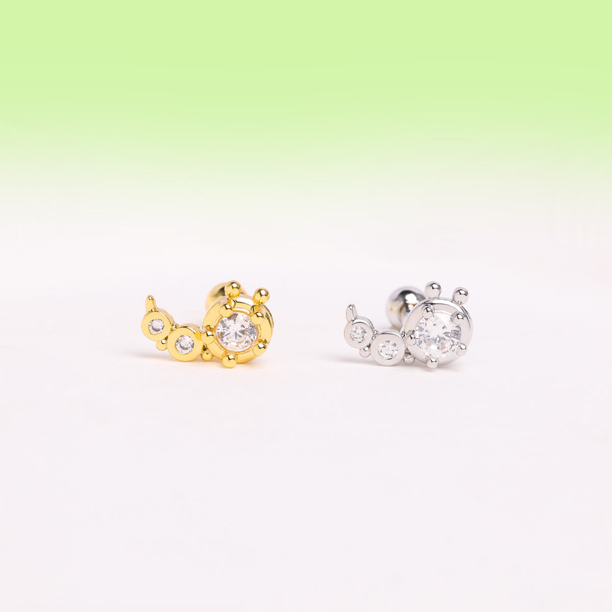 Cute Caterpillar Stud - Stainless Steel - Upper Lobe, Helix, Flat - Oumo Jewelry