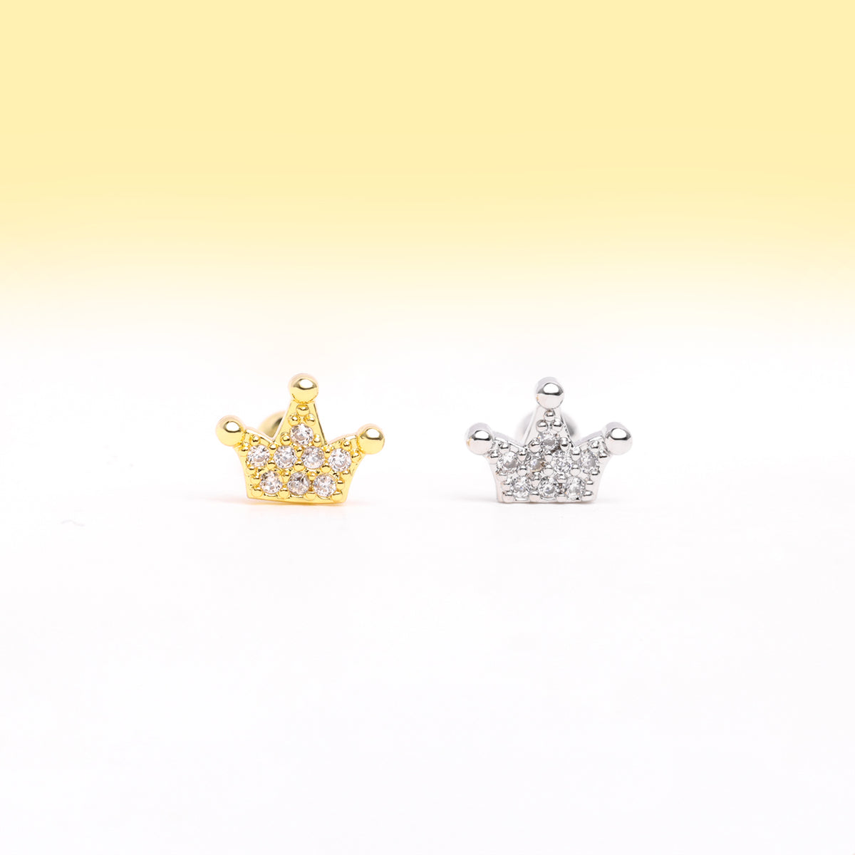 Sparkling Crown Stud - Stainless Steel - Upper Lobe, Helix - Oumo Jewelry