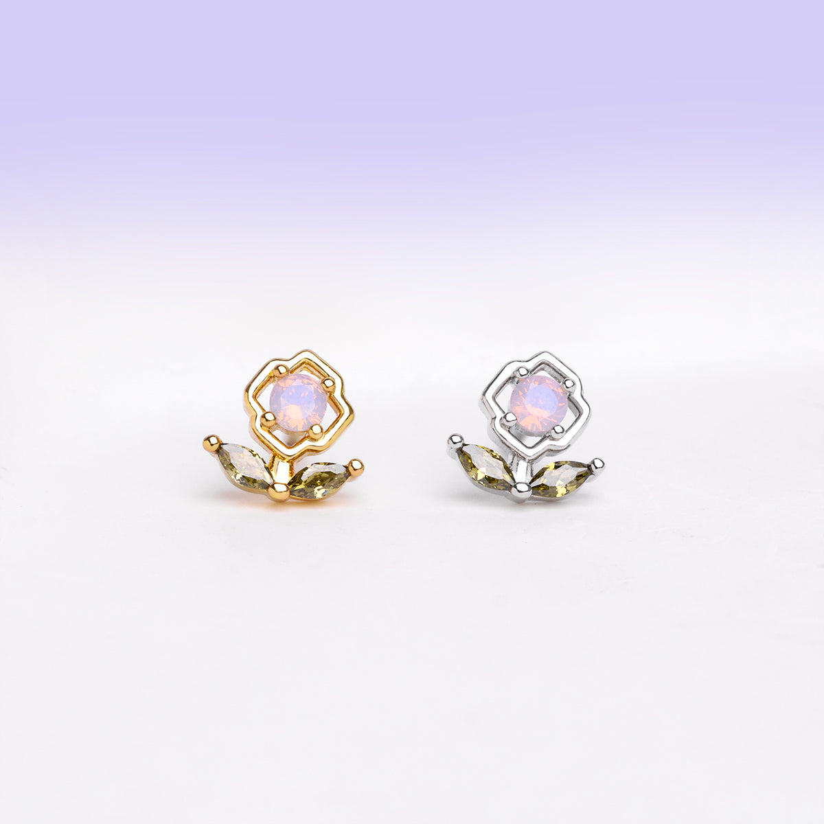 Charm Flower Stud - Stainless Steel - Upper Lobe, Helix - Oumo Jewelry