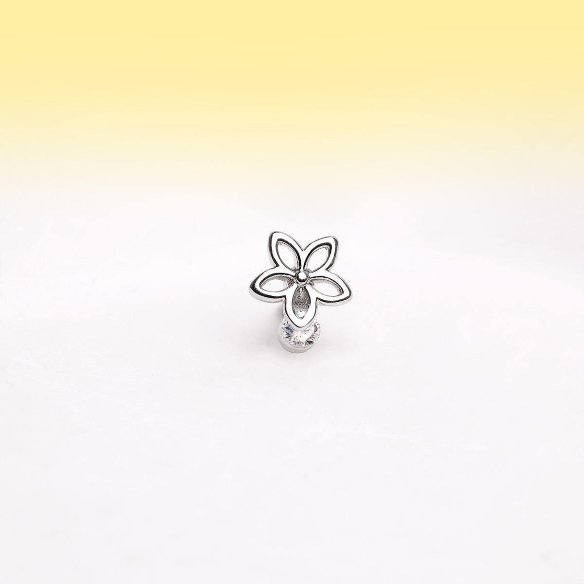 Elegant Flower Gemstone Stud - Stainless Steel - Upper Lobe, Helix - Oumo Jewelry