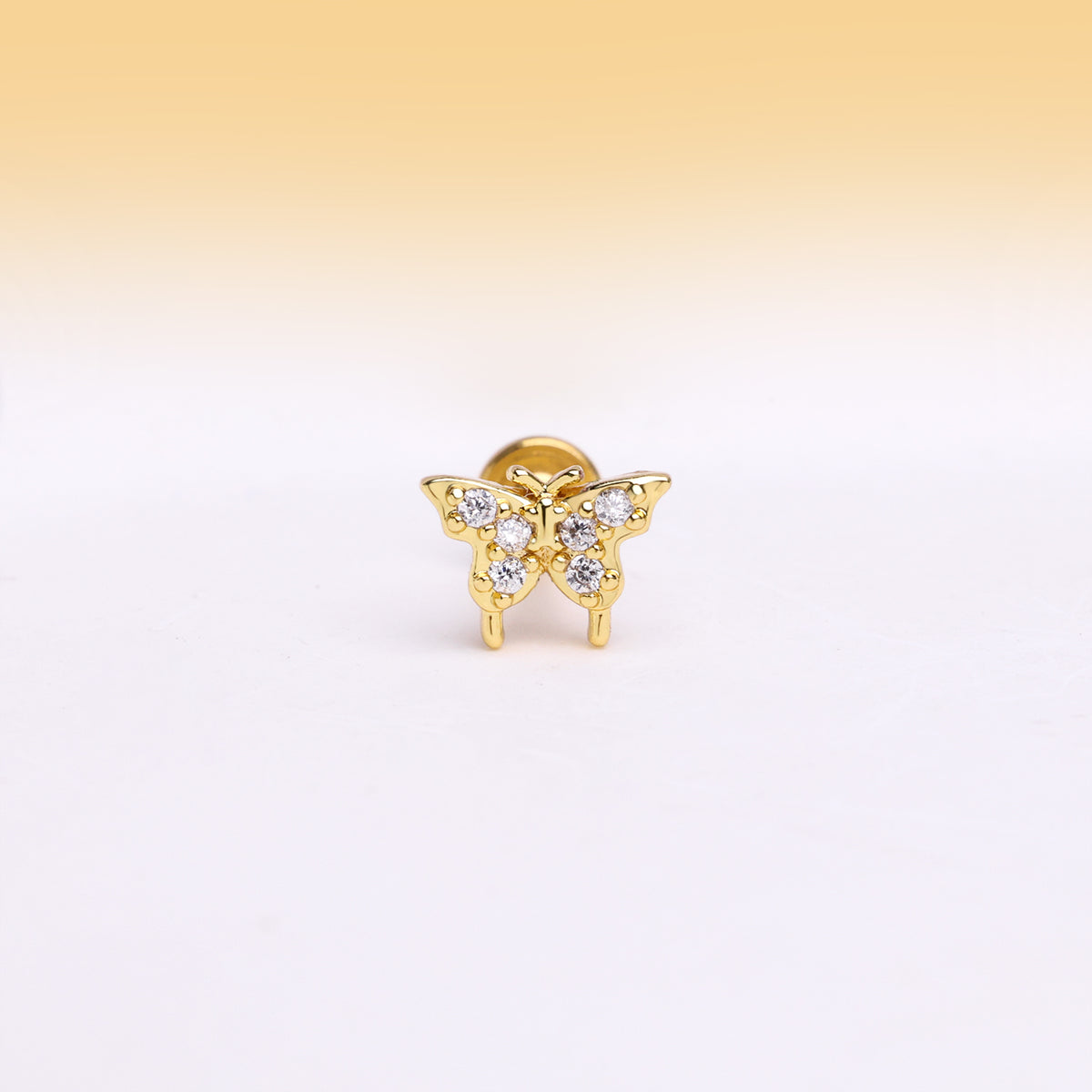 Cheerful Butterfly Flatback Stud - Stainless Steel - Helix, Upper Lobe, Conch - Oumo Jewelry
