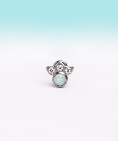 Titanium Opal Paw Print Flatback Stud