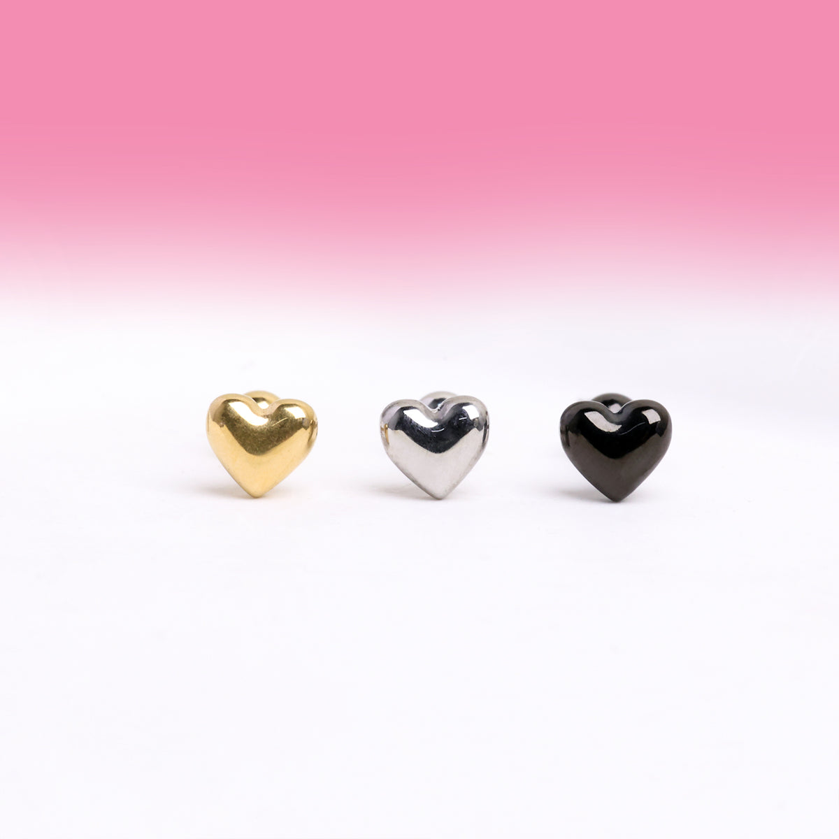 Puffed Love Stud - Stainless Steel - Upper Lobe, Helix, Flat - Oumo Jewelry