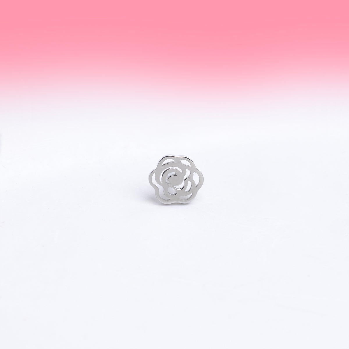 Elegant Hollow Rose Flower Stud - Stainless Steel - Upper Lobe, Helix - Oumo Jewelry