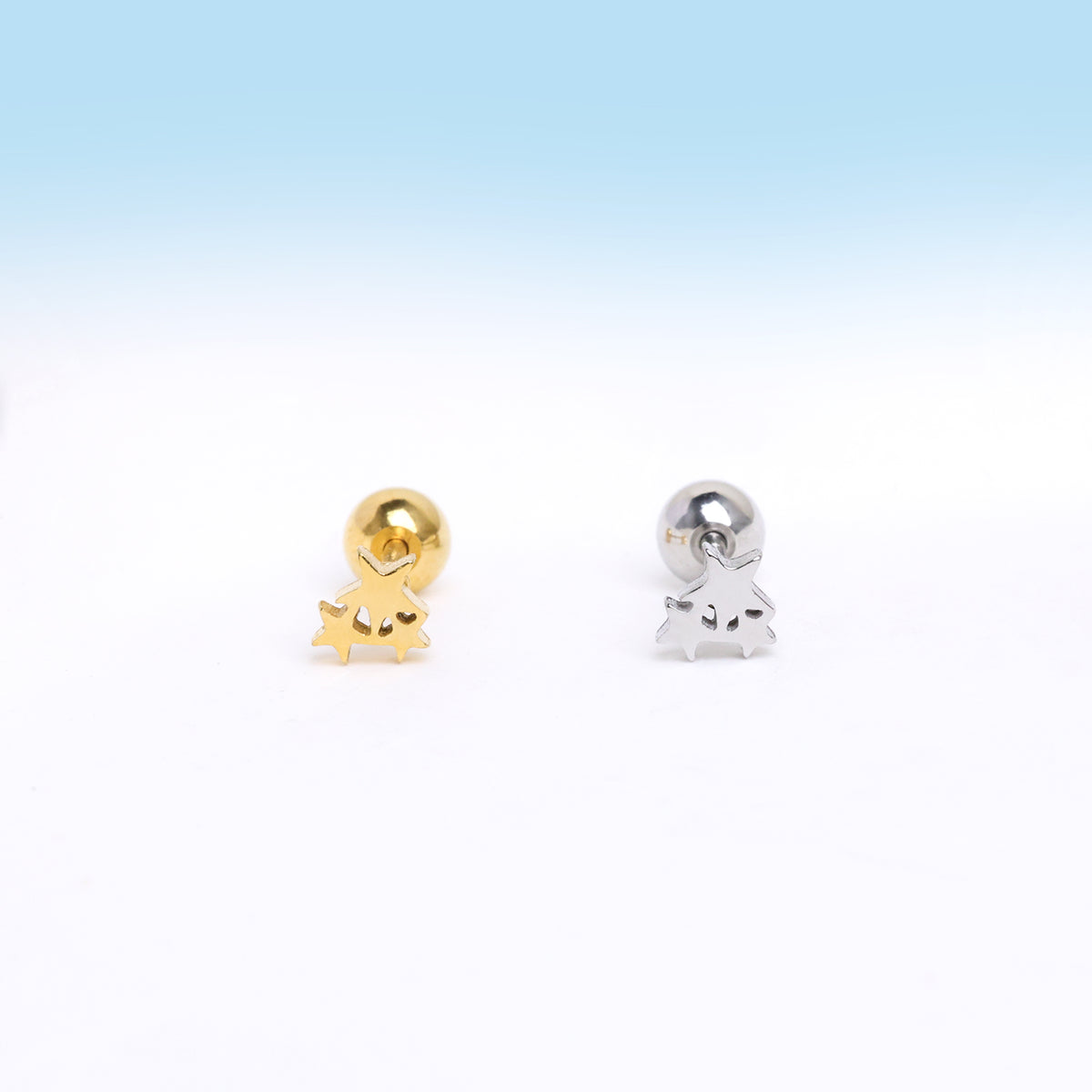 Simple Little Star Stud - Stainless Steel - Upper Lobe, Helix, Flat - Oumo Jewelry