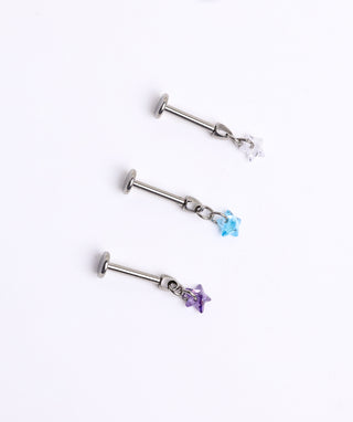 Titanium Star Vertical Helix Flatback Stud - OumoJewelry