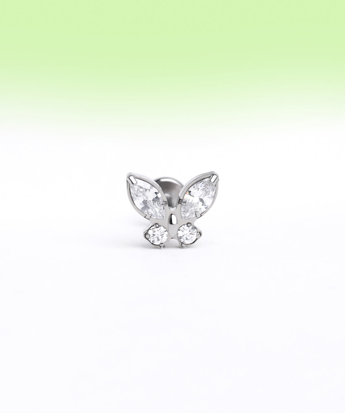 Titanium Shiny Butterfly Flatback Stud - Titanium - Helix, Upper Lobe, Conch - Oumo Jewelry