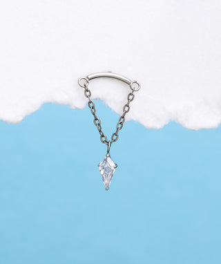 Gemstone Titanium Chain Flatback Stud - OumoJewelry